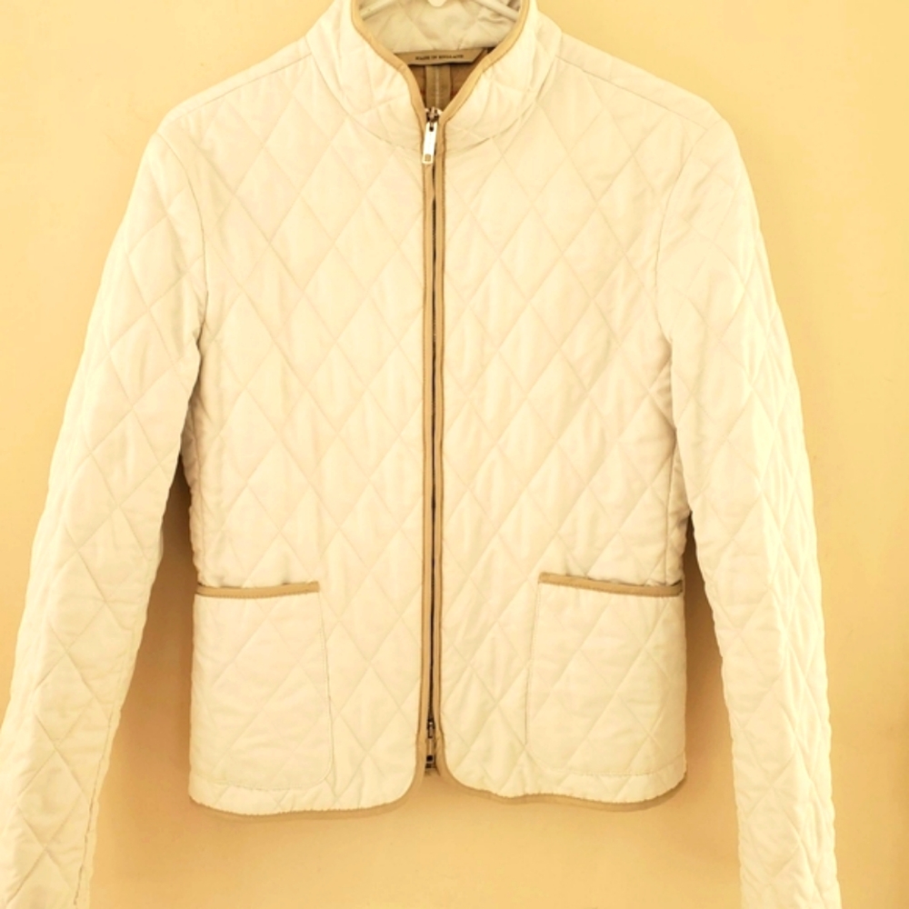Burberry Cream White Diamond Quilted Jacket